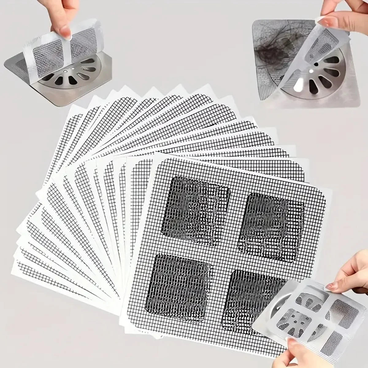 UniQart ® 10 Pcs Disposable Drain Hair Catcher Stickers – Anti-Clog Mesh Filter for Bathroom, Sink & Kitchen