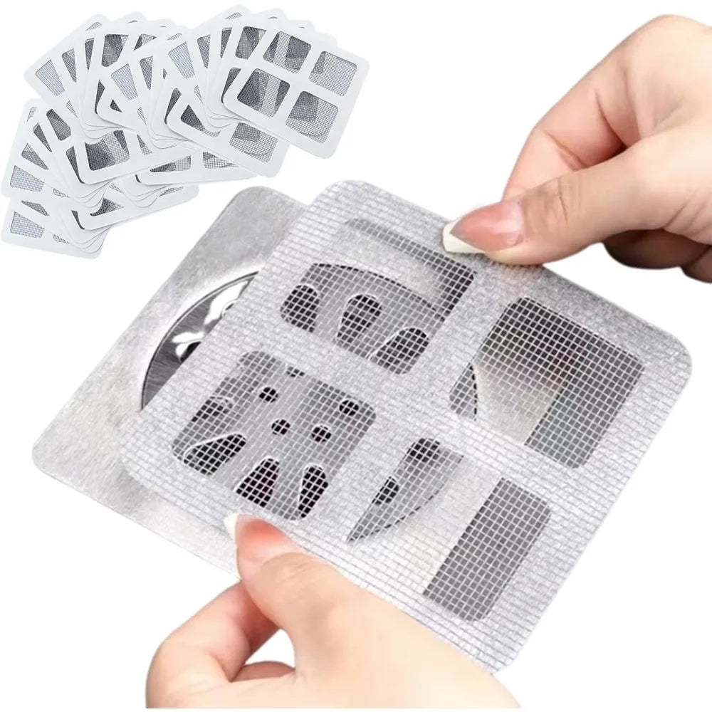 UniQart ® 10 Pcs Disposable Drain Hair Catcher Stickers – Anti-Clog Mesh Filter for Bathroom, Sink & Kitchen