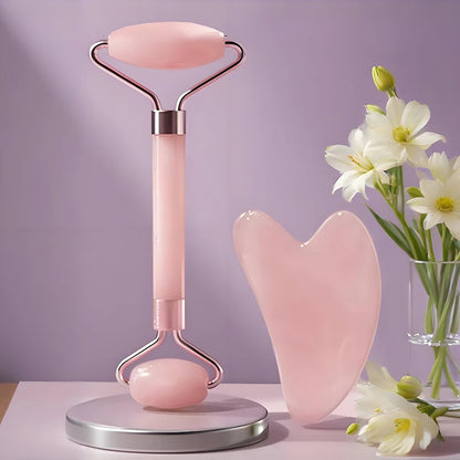 UniQart ® Roller & Gua Sha Set – Facial Roller & Massage Tool for Face, Eyes, Neck & Body