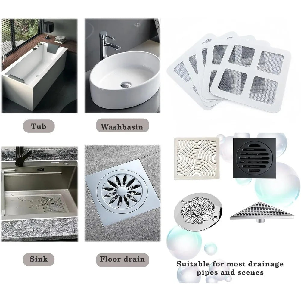 UniQart ® 10 Pcs Disposable Drain Hair Catcher Stickers – Anti-Clog Mesh Filter for Bathroom, Sink & Kitchen