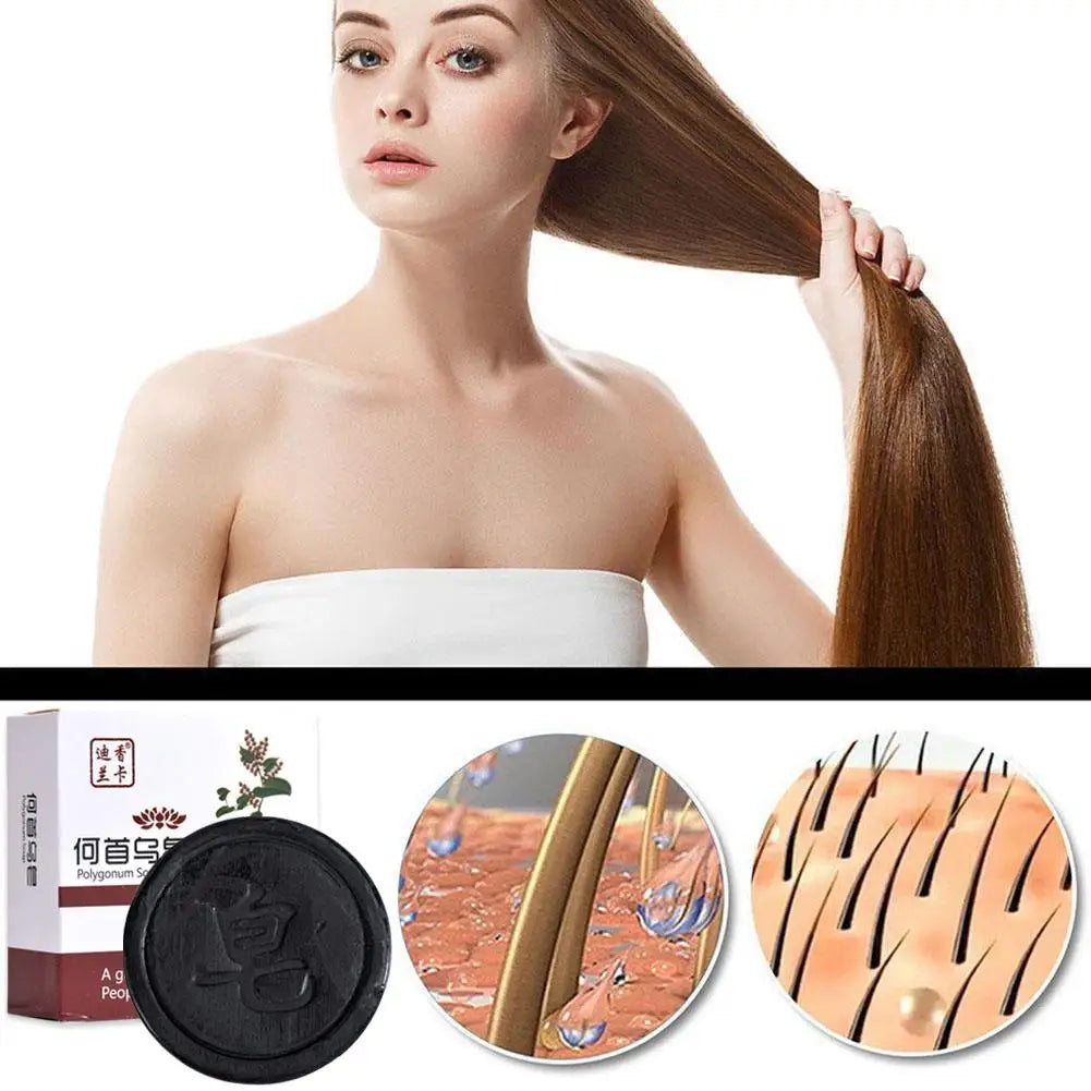 UniQart ® Polygonum Hair Darkening Shampoo Bar _ He Shou Wu Essence for Gray Hair to Black