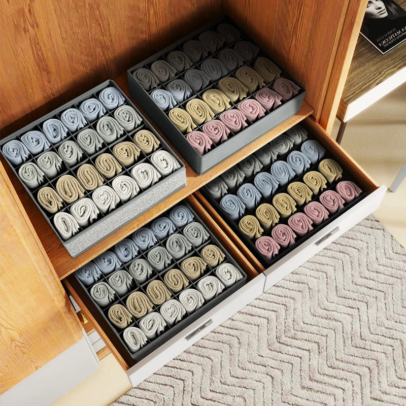 UniQart ® 24-Cell Collapsible Storage Organizer – Divider for Socks, Underwear & Accessories