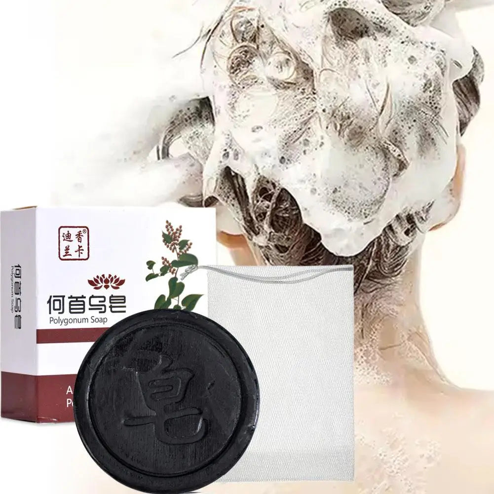 UniQart ® Polygonum Hair Darkening Shampoo Bar _ He Shou Wu Essence for Gray Hair to Black